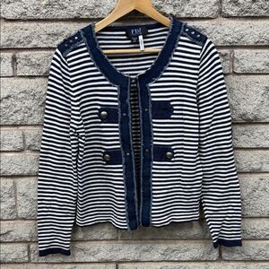 FDJ Women's Navy Striped Blazer